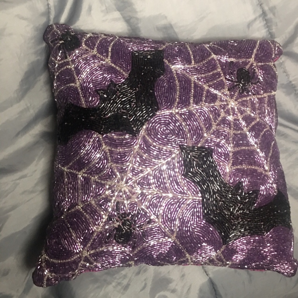SOLD Whimsygoth Purple Beaded Gothic Halloween Bats, Spiders, and Spiderweb